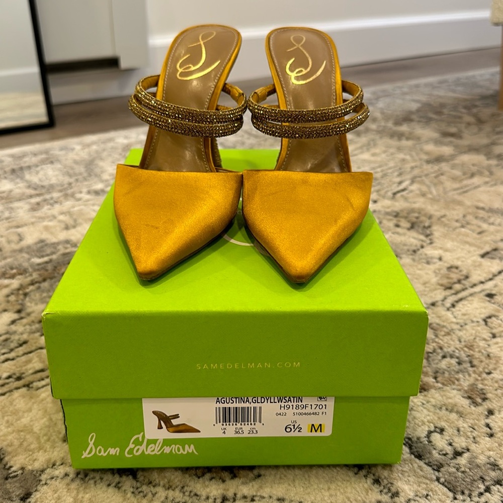 Sam Edelman Agustina Gold Satin Mule